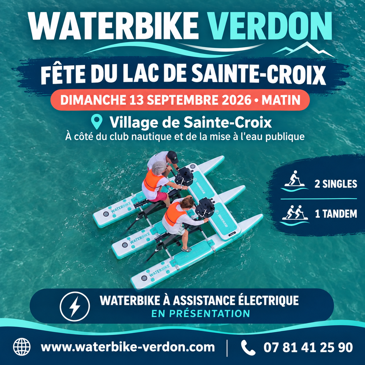 Affiche Waterbike Verdon pour la Fête du lac de Sainte-Croix 2026